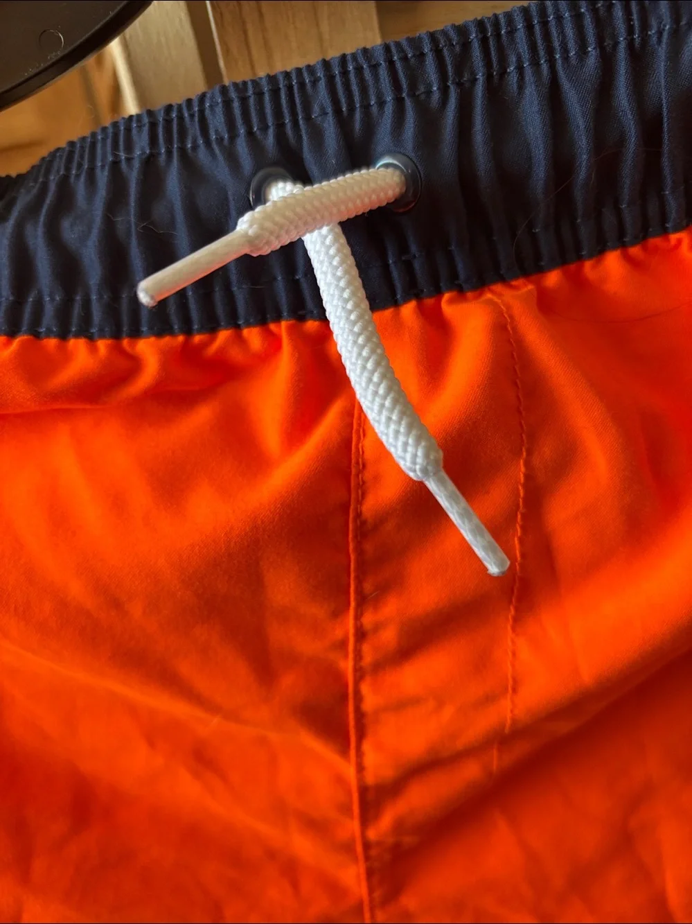 Boys  Orange Swim Shorts with Navy Waistband XXL